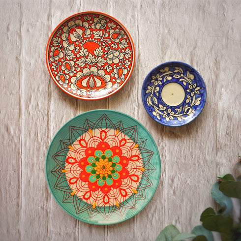 Santorini Blues | Wall Plate Set | Home Decor & Gift